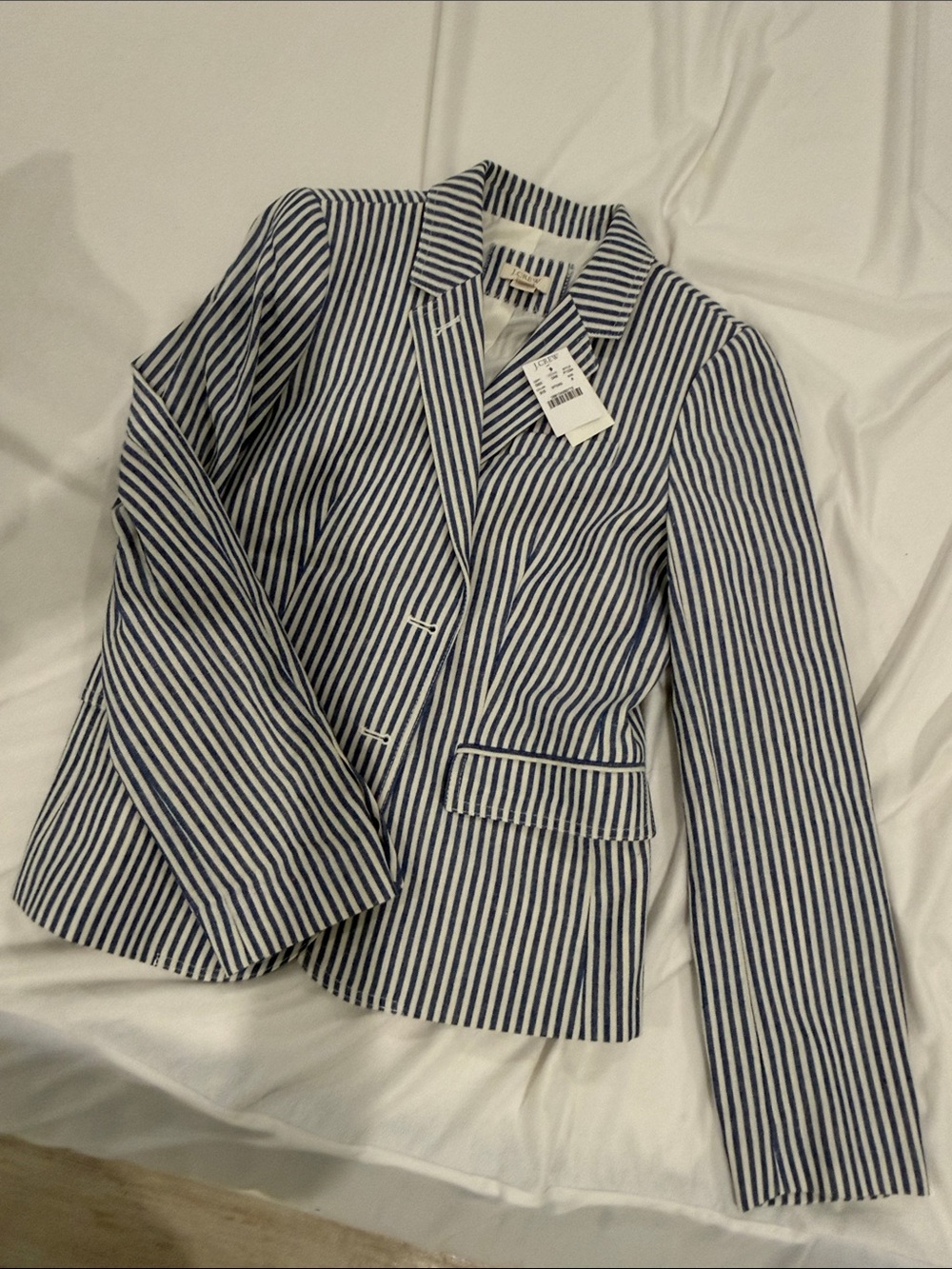 J. Crew Navy and White Striped Blazer